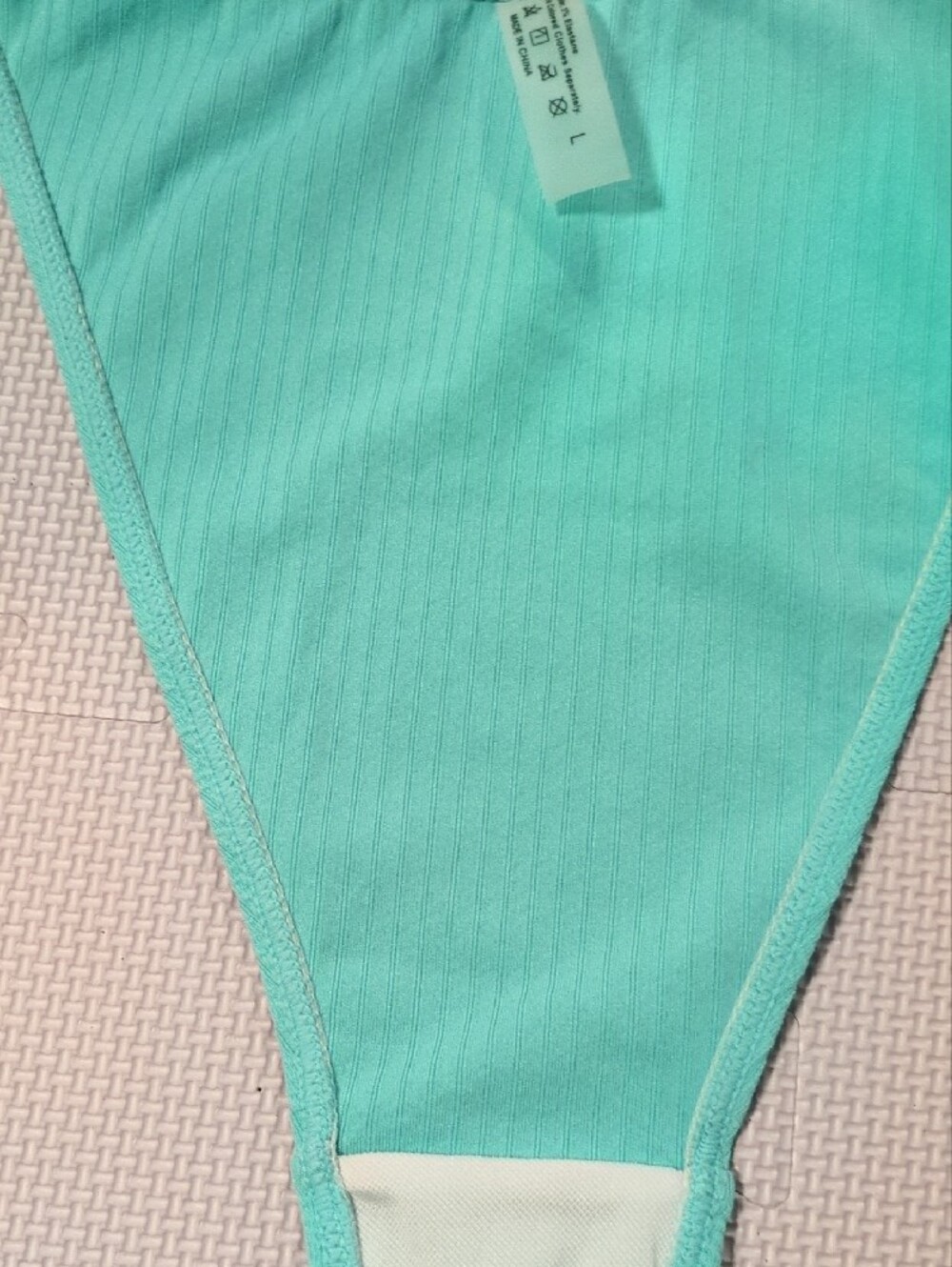 Turquoise Ribbed Triangle Bikini - Size Large - Picture 10 of 11